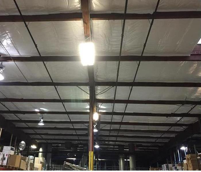 clean looking material backed warehouse ceiling