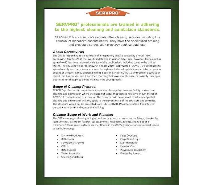 Flyer with the SERVPRO logo and text