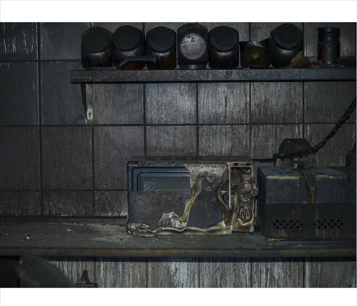 Kitchen with fire damage